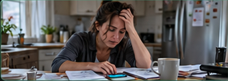 A woman feeling the pressure of bills and daily responsibilities